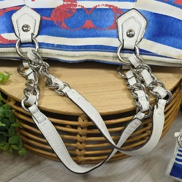 Coach Poppy Nautical Stripe Tote and Matching Wallet - Picture 7 of 16